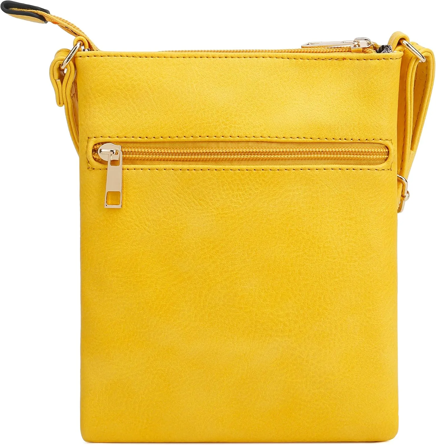 DELUXITY | Crossbody Purse Bag | Functional Multi Pocket Double Zipper Purse | Adjustable Strap | Medium Size Purse | Yellow
