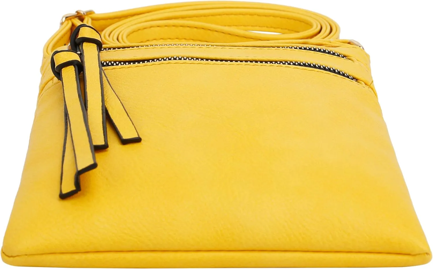 DELUXITY | Crossbody Purse Bag | Functional Multi Pocket Double Zipper Purse | Adjustable Strap | Medium Size Purse | Yellow