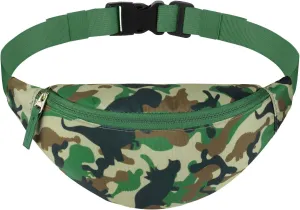 Dinosaur Kids Fanny Pack for Boys, Travel Small Waist Bag Crossbody Belt Bag for Little Boys Toddler Cute Fanny Bag, Camo