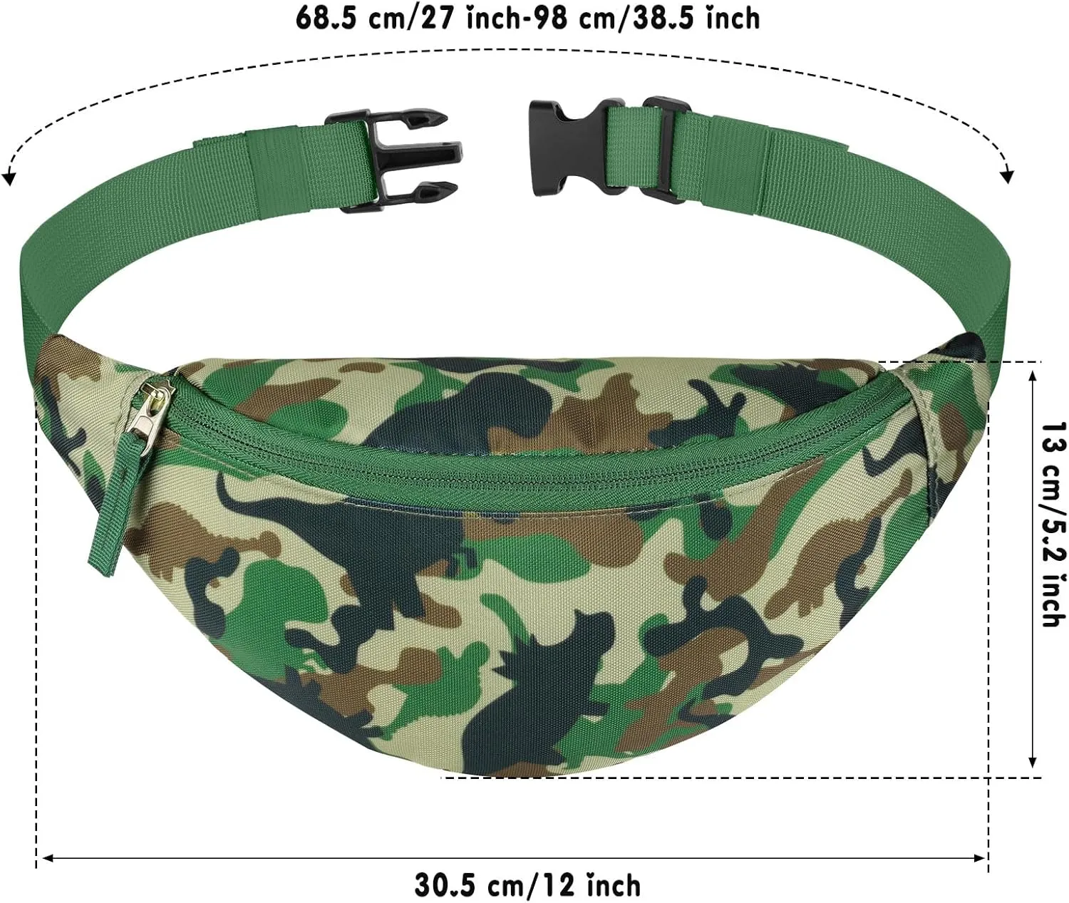 Dinosaur Kids Fanny Pack for Boys, Travel Small Waist Bag Crossbody Belt Bag for Little Boys Toddler Cute Fanny Bag, Camo