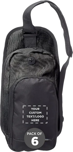 DISCOUNT PROMOS Custom O Valley Crossbody Shoulder Bag Set of 6, Personalized Bulk Pack - Bring Everywhere You Go, Perfect for Travellers and Great for Everyday Use - Black