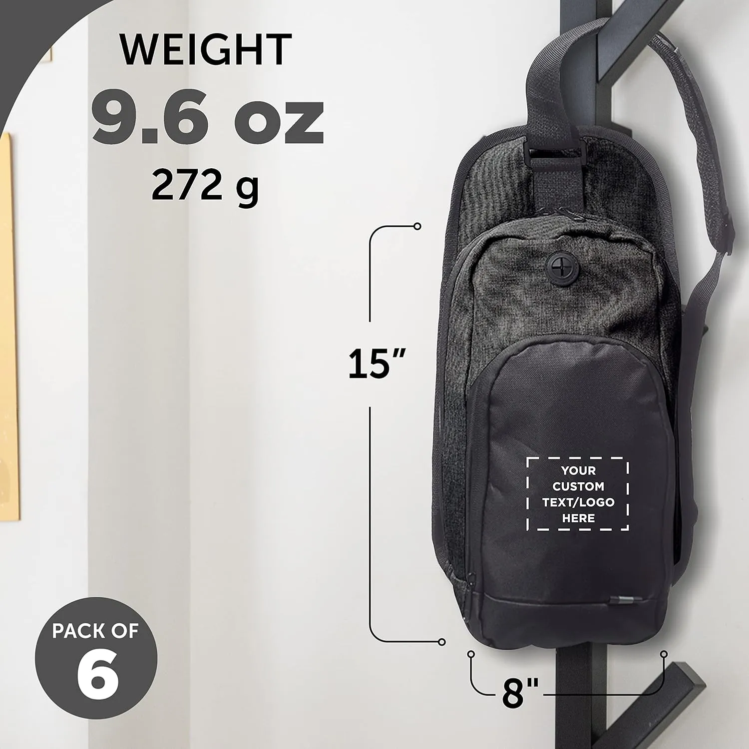 DISCOUNT PROMOS Custom O Valley Crossbody Shoulder Bag Set of 6, Personalized Bulk Pack - Bring Everywhere You Go, Perfect for Travellers and Great for Everyday Use - Black