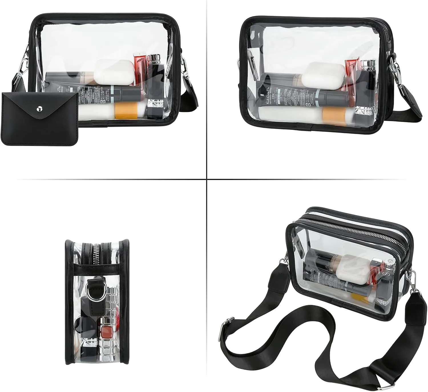 DOB SECHS Clear Crossbody Purse Bag - Clear Messenger Bag for Stadium Concerts & Sporting Events