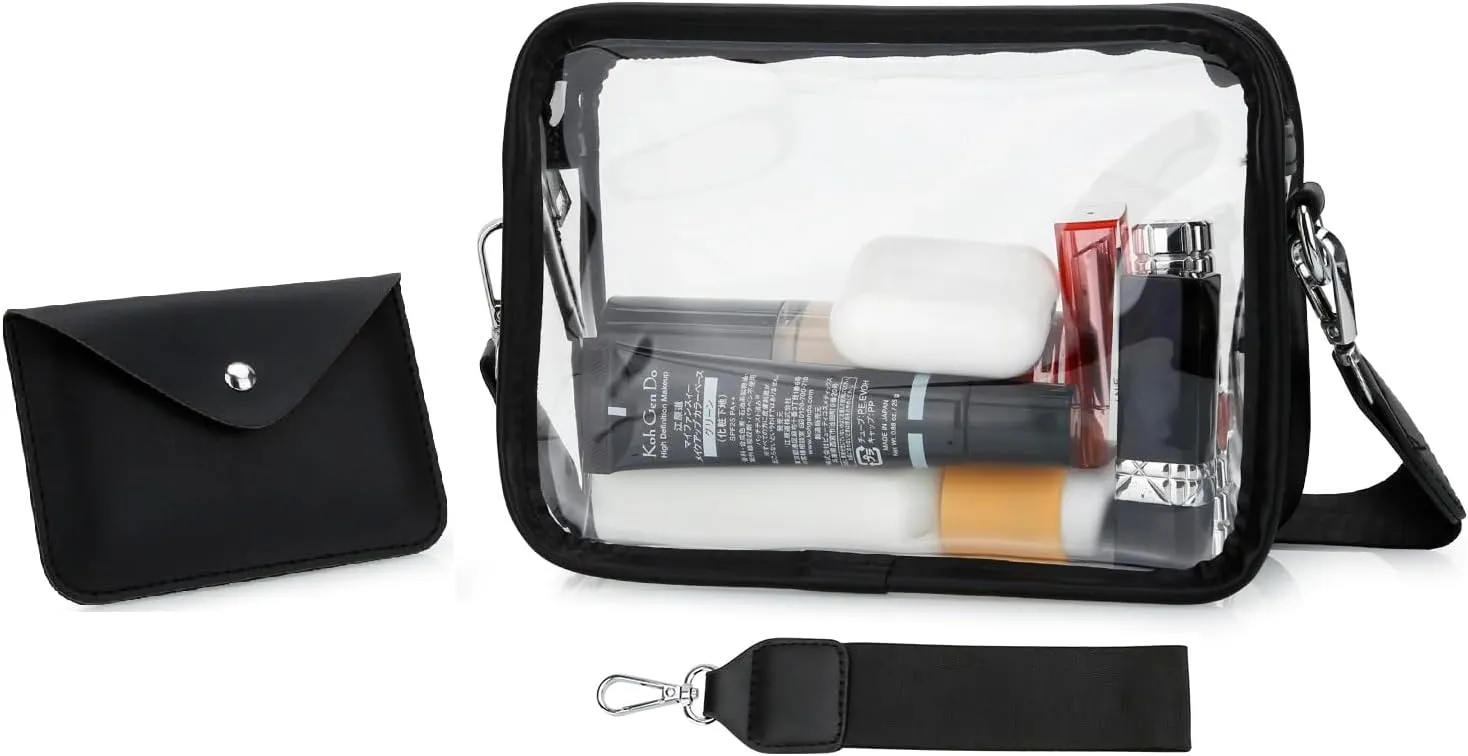 DOB SECHS Clear Crossbody Purse Bag - Clear Messenger Bag for Stadium Concerts & Sporting Events