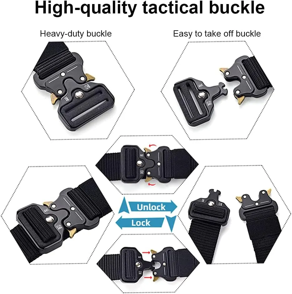 DOOPAI Tactical Belt for Men, 3Pack Military Nylon Web with Heavy Duty Quick Release Metal Buckle