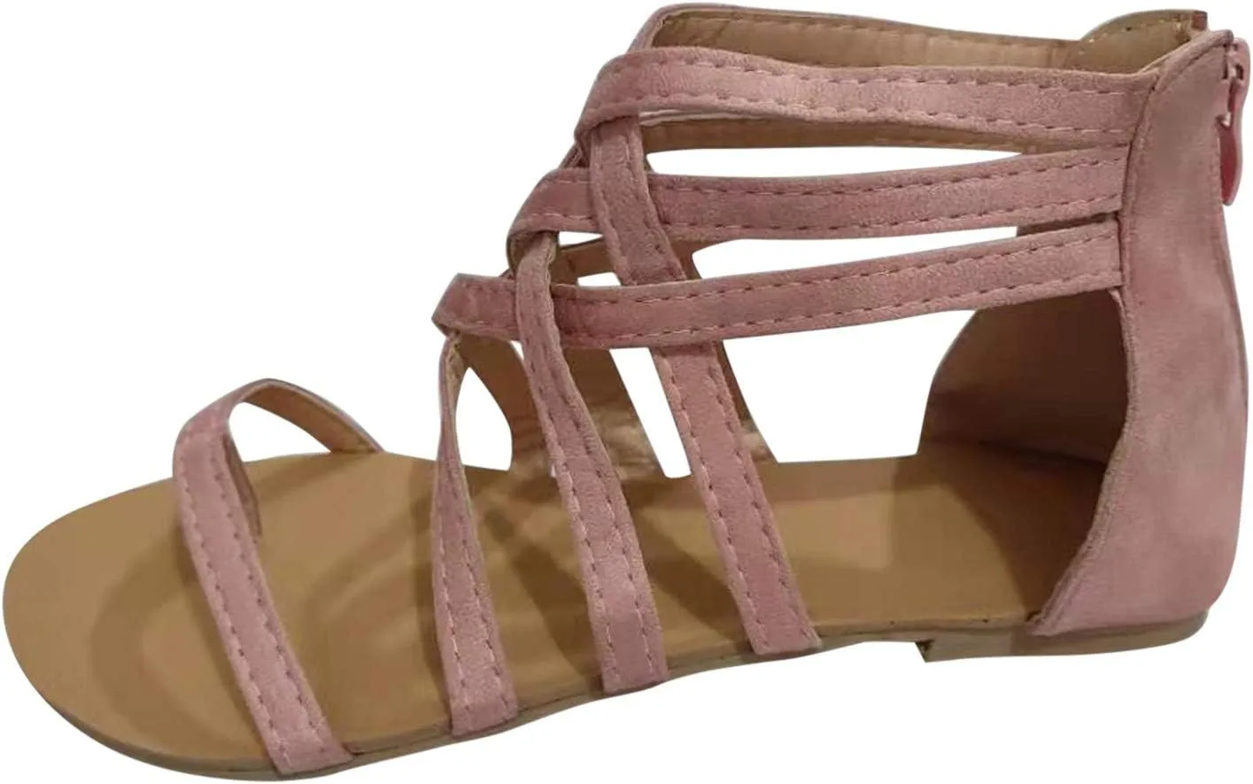 Dressy Flat Sandals for Women Criss Cross Flip Flops Anti-Slip Gladiator Solid Color Beach Falt Flat Sandals Women
