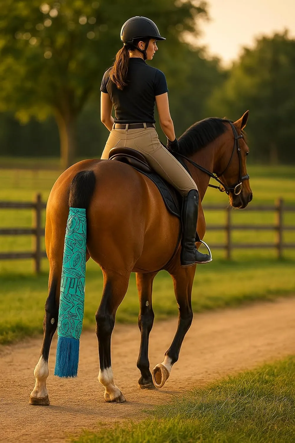 Durable Waterproof Horse Tail Bag – Protects Tail from Dirt, Prevents Tangles & Breakage – Easy to Use, Reusable Tail Wrap for Horses – Great Gift for Riders & Owners (Blue, 3.9x3.14 inch)