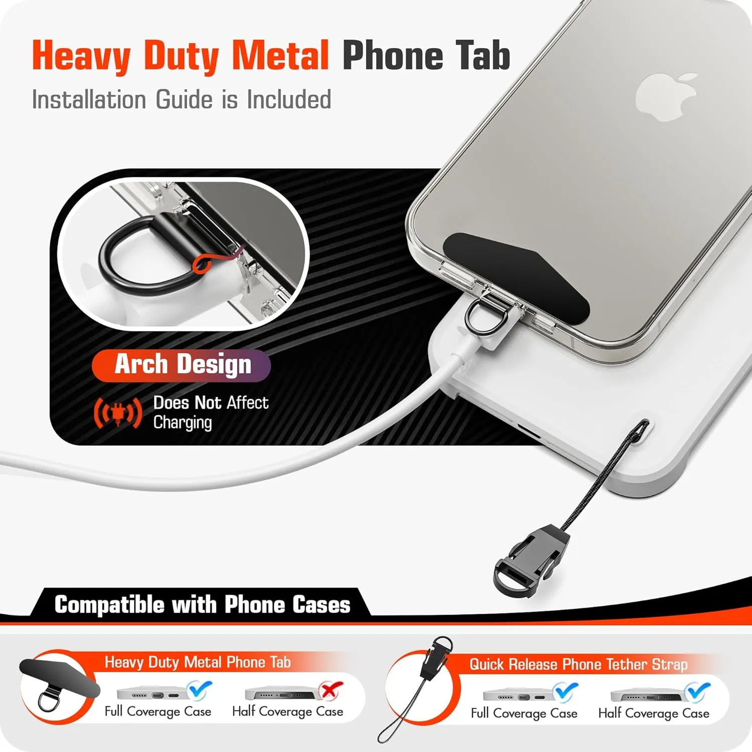 ELV Lanyard with Tether: Crossbody Strap for iPhone - Quick Release Cell Phone Lanyard for Case with Metal Tether Tabs