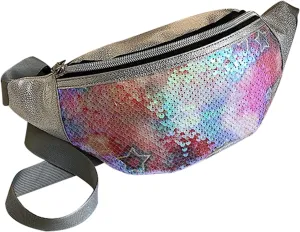 eYLun Women Fanny Pack Belt Bag Crossbody Sequins Waist Bag Bum Bag Lightweight Traveling Waist Bag Pack Pink