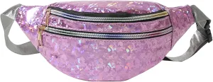 eYLun Women Holographic Fanny Pack Belt Bag Crossbody Bag Waist Bag Waterproof Waist Packs Bumbag Running Traveling Pink