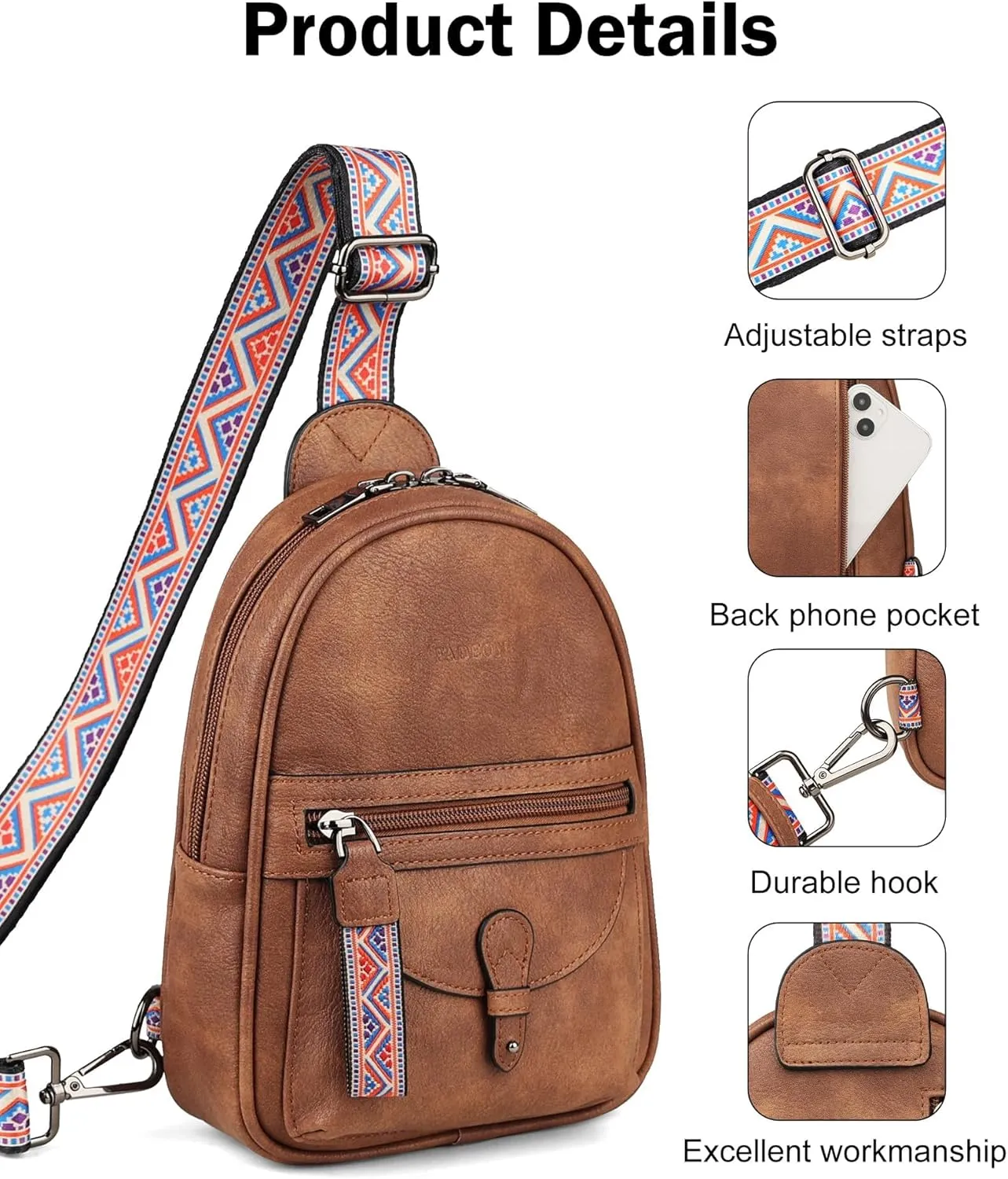 FADEON Small Sling Bag for Women - Mini Crossbody Bag - Designer Sling Purse Cute PU Leather Shoulder Bags