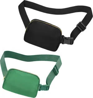 Fanny Pack Crossbody Bag for Women and Men, Belt Bag for Hiking Bum Bag with Adjustable Strap, Waist pack for Running Workout Sports Travel Black Oliver Green