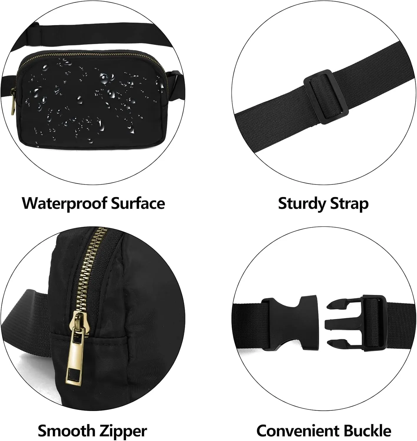 Fanny Pack Crossbody Bag for Women and Men, Belt Bag for Hiking Bum Bag with Adjustable Strap, Waist pack for Running Workout Sports Travel Black Oliver Green