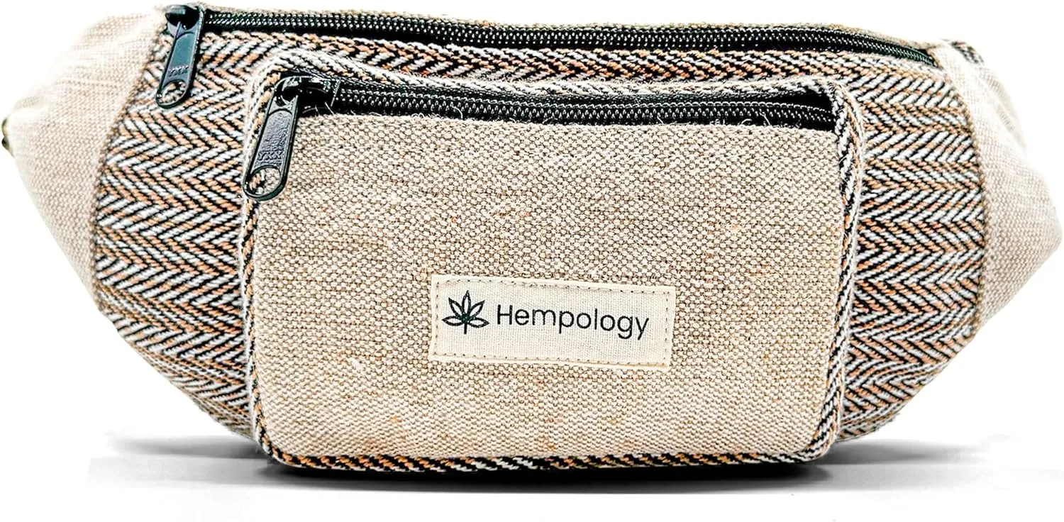 Fanny Pack for Men & Women | Running Waist Bag | Eco-Friendly Crossbody Bag | Vegan Hemp Travel Waist Pack | Unisex Hemp Bag | 75% Hemp, 25% Cotton
