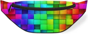Fanny Pack for Women Men Colored Squares Waist Pack Crossbody Bag with Adjustable Straps for Hiking Running Walking Travel Cycling