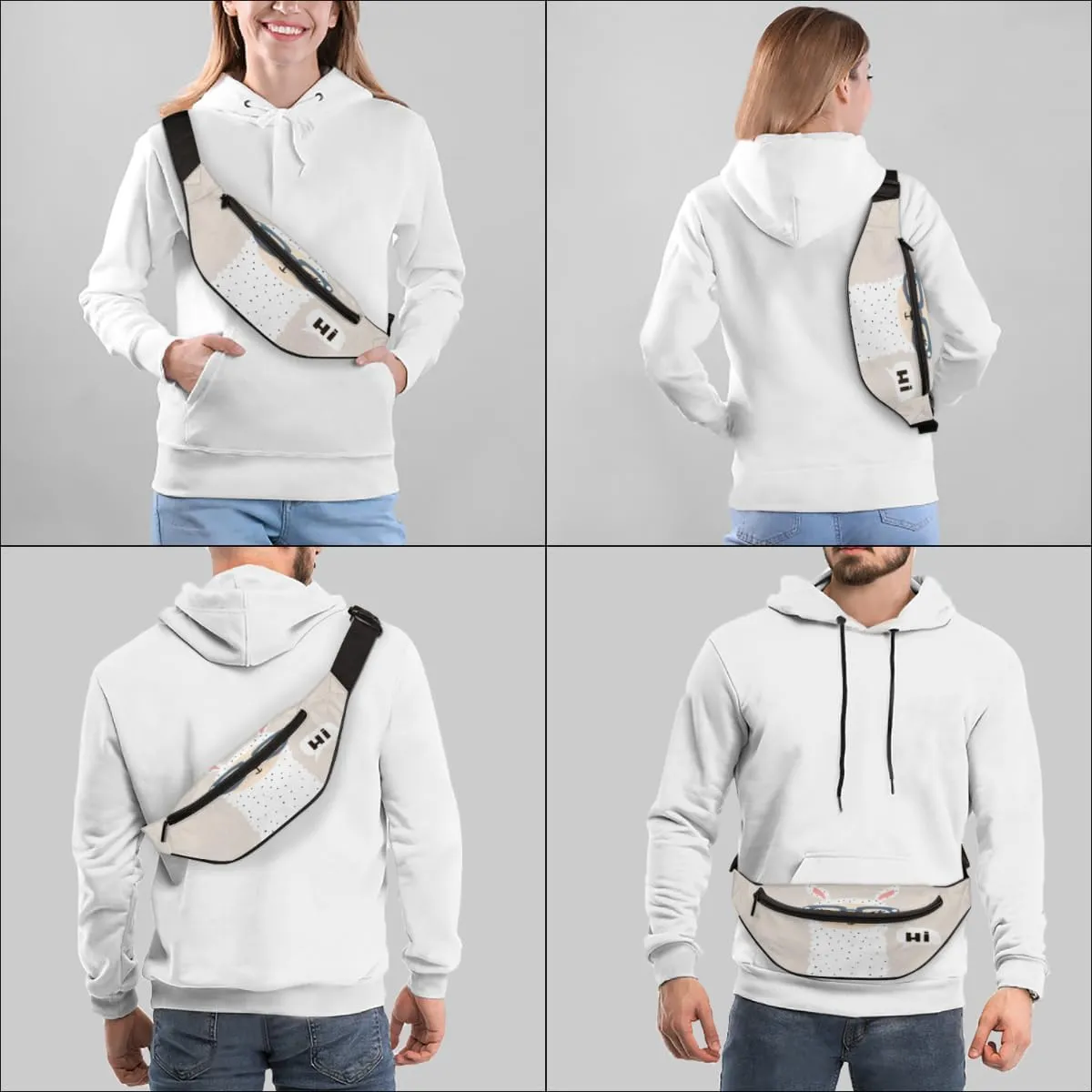 Fanny Pack for Women Men Waist Pack Cute Sheep Crossbody Bag with Adjustable Straps for Hiking Running Walking Travel Cycling