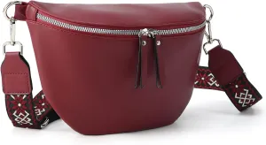 Fanny Packs for Women Cross Body Belt Bag for Women with Guitar Strap PU Leather Crossbody Bags for Women Trendy Cute Designer Bum Bags for Travel Everyday(Burgundy)
