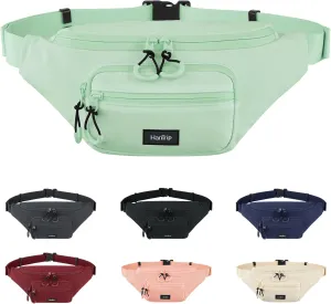 Fanny Packs for Women Men, Small Travel Fanny Pack Lightweight Crossbody Waist Bag Large Capacity, Water Resistant Belt Bags with Adjustable Strap for Hiking, Cycling (Cyan)