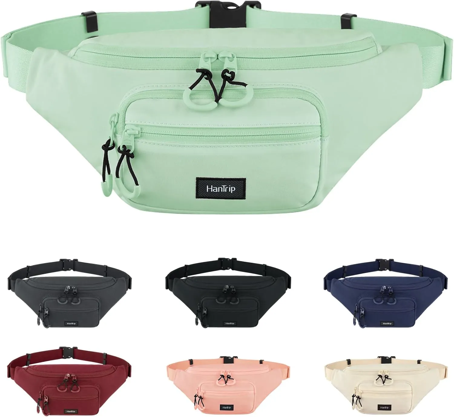 Fanny Packs for Women Men, Small Travel Fanny Pack Lightweight Crossbody Waist Bag Large Capacity, Water Resistant Belt Bags with Adjustable Strap for Hiking, Cycling (Cyan)