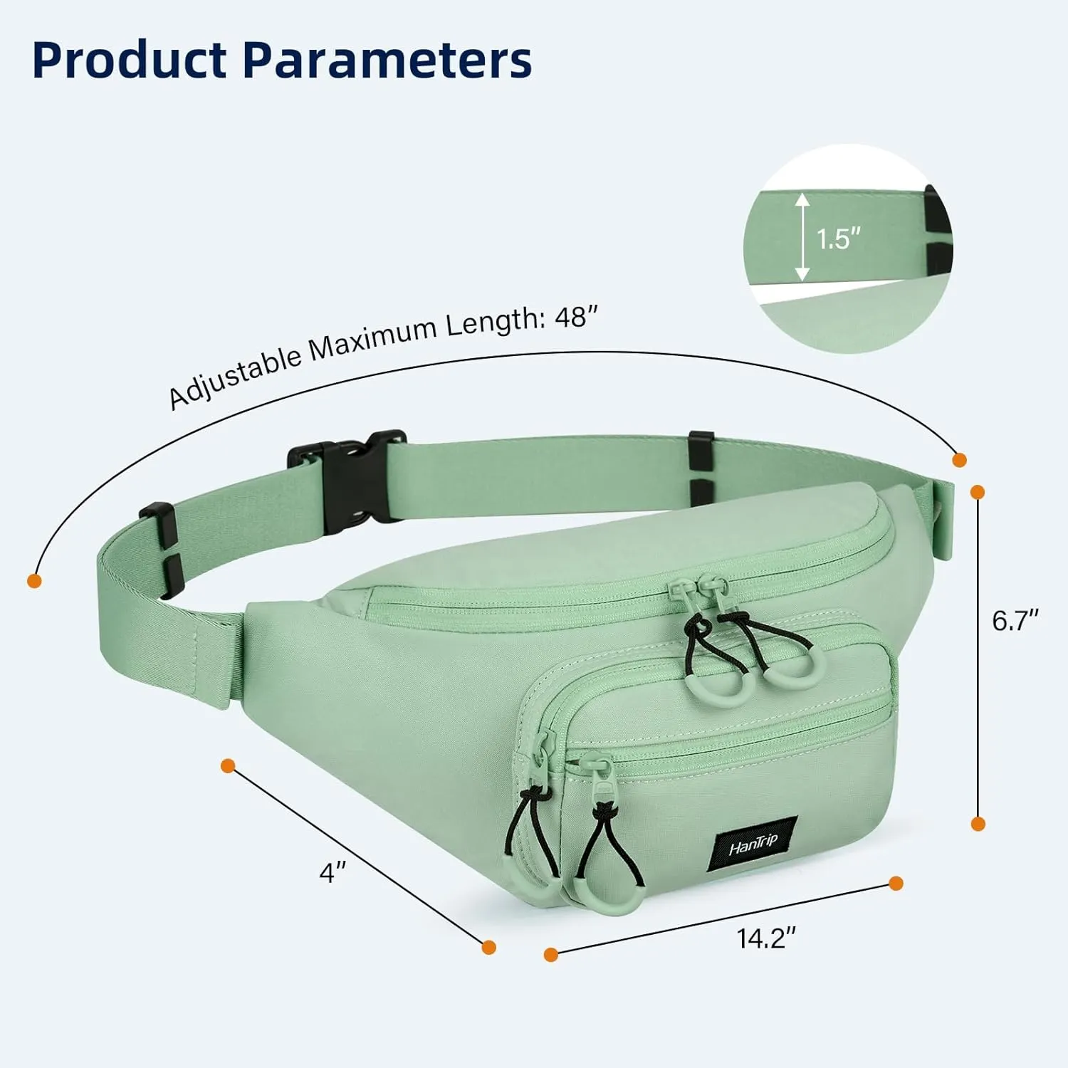 Fanny Packs for Women Men, Small Travel Fanny Pack Lightweight Crossbody Waist Bag Large Capacity, Water Resistant Belt Bags with Adjustable Strap for Hiking, Cycling (Cyan)