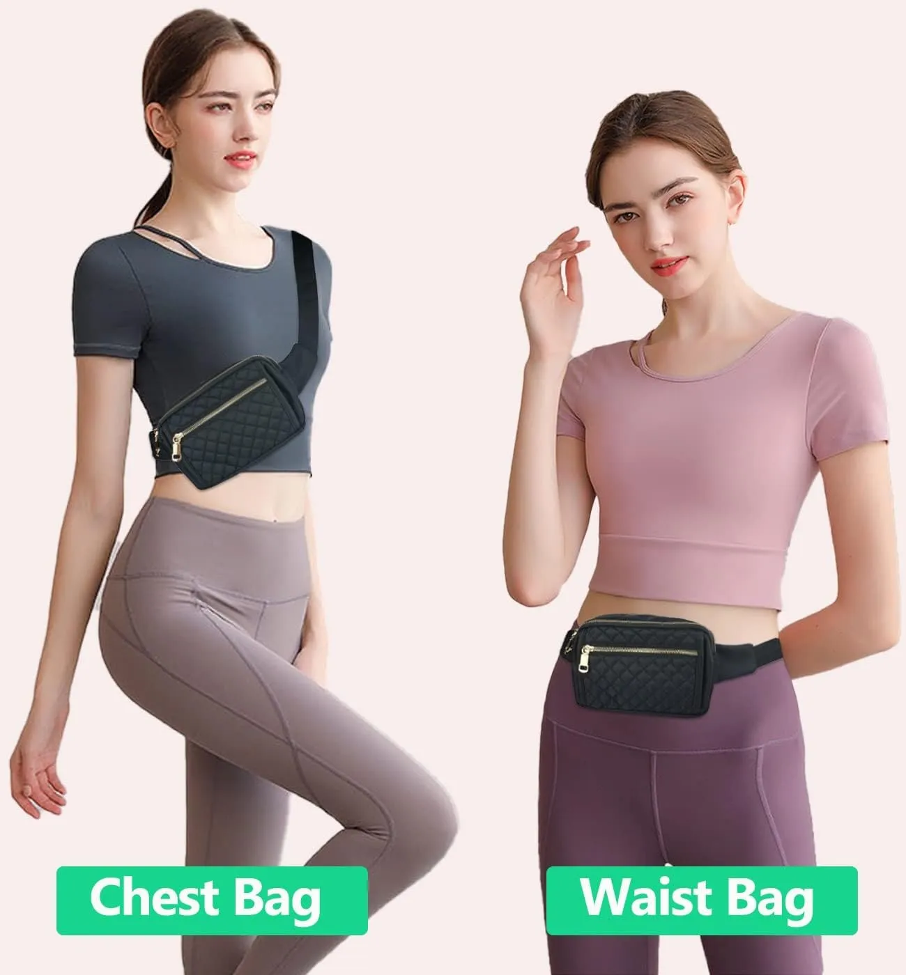 Fanny Packs for Women,Fashionable Crossbody Belt Bags Waist Pack for Teen Girls,Bum Hip Bag for Travel Hiking Cycling Running,Easy Carry Any Phone,Wallet (Black)