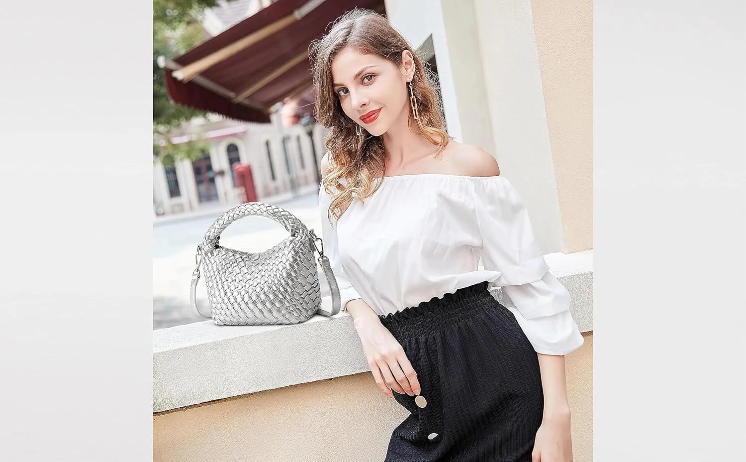 Fashion Small Woven Bag for Women, Handmade MINI HOBO Tote Bag Crossbody Handbag Travel Summer Beach Bag