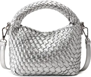 Fashion Small Woven Bag for Women, Handmade MINI HOBO Tote Bag Crossbody Handbag Travel Summer Beach Bag