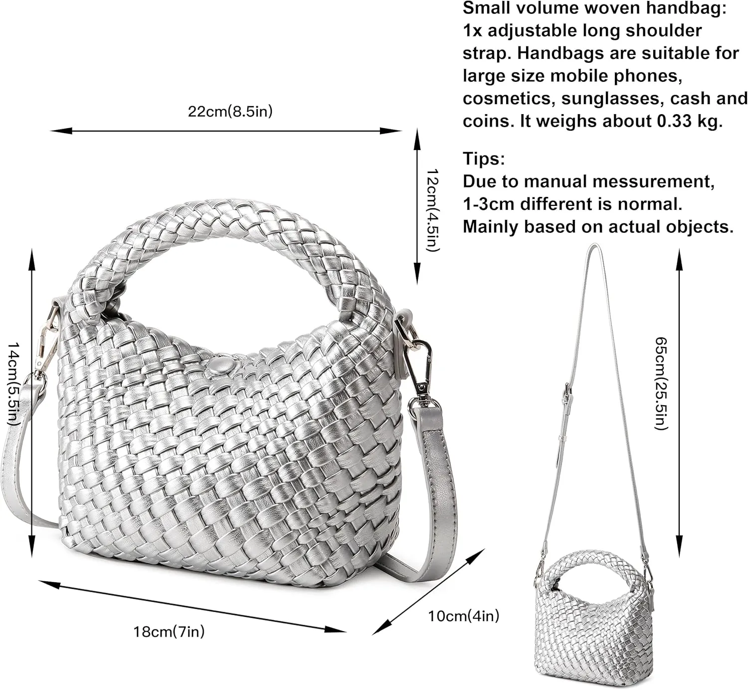 Fashion Small Woven Bag for Women, Handmade MINI HOBO Tote Bag Crossbody Handbag Travel Summer Beach Bag