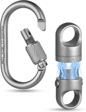 FEGVE Titanium Quick Release Magnetic Keychain with Carabiner Clip and Key Ring for Ourdoor Camping -Security Lock Design