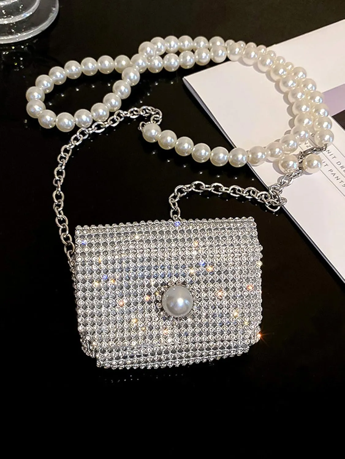 Floerns Women's Belt Purse Pearl Beaded Crossbody Waist Fanny Pack Belt Bag
