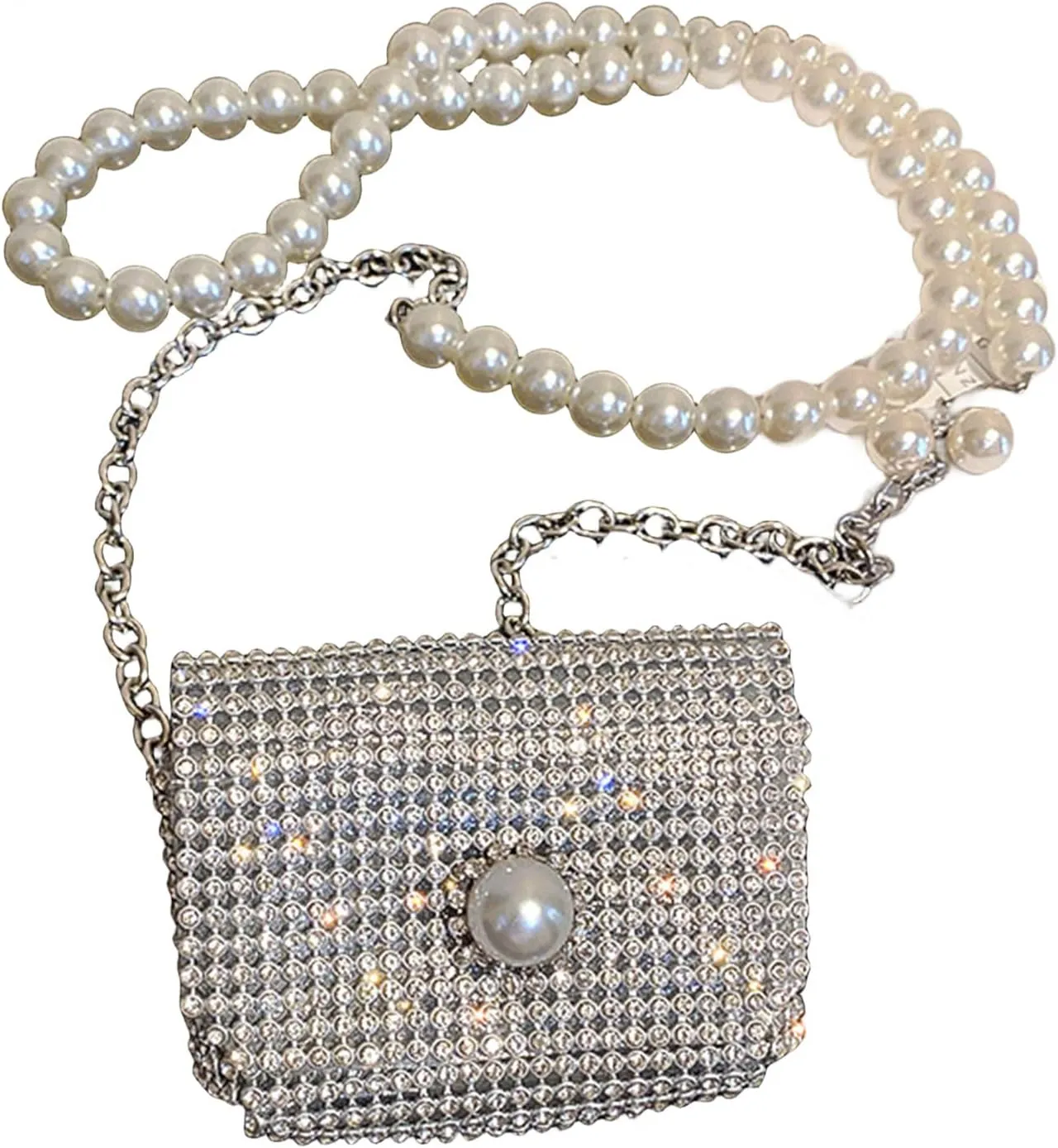 Floerns Women's Belt Purse Pearl Beaded Crossbody Waist Fanny Pack Belt Bag