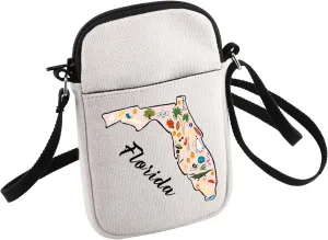 Florida Icons Crossbody Bag Relocation Gift Florida Travel Small Sling Bag Beach Lover