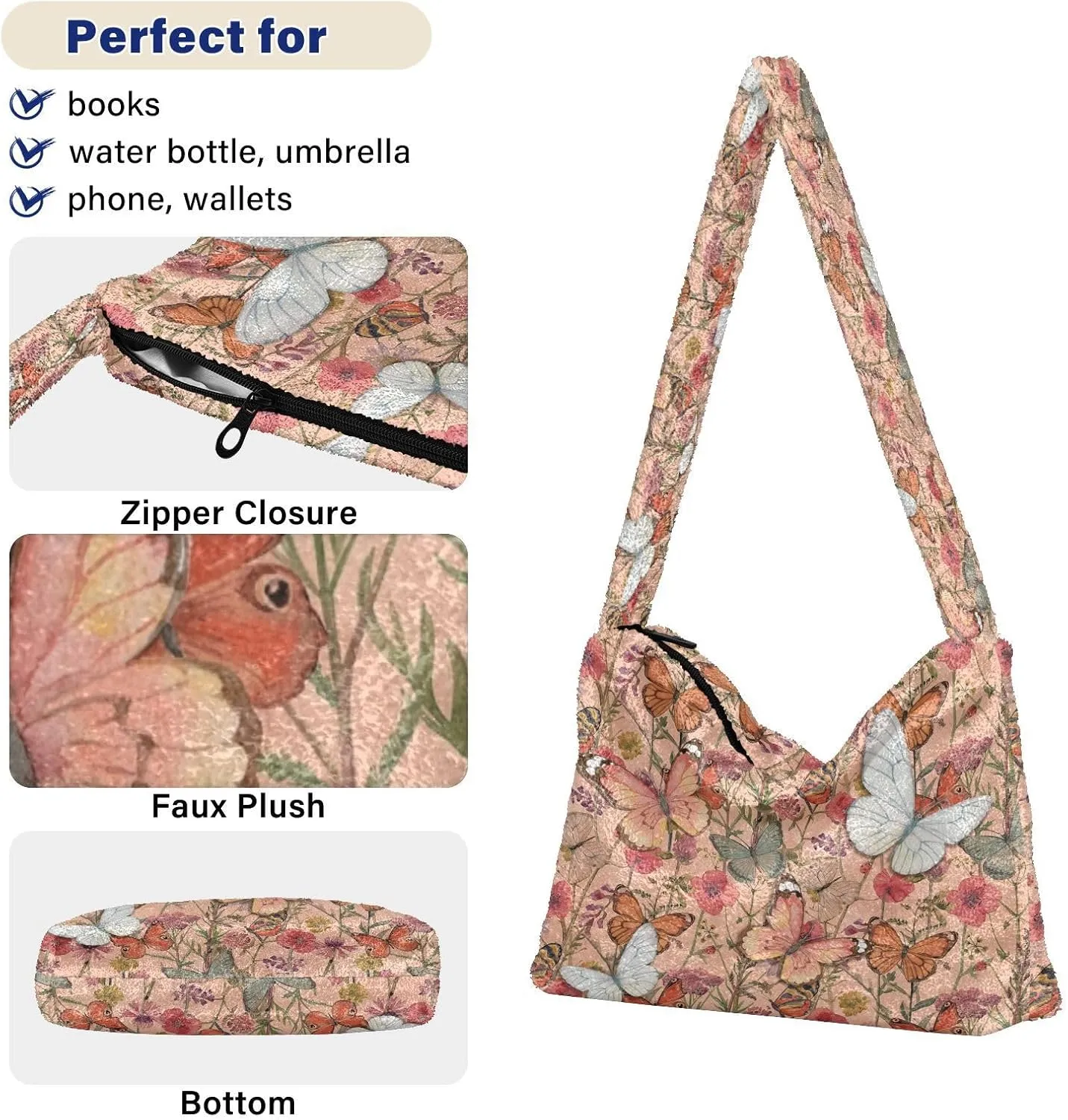 Fluffy Crossbody Bag for Women,Polyester Crossbody Bag Fluffy Tote Bag Lady Shoulder Bag