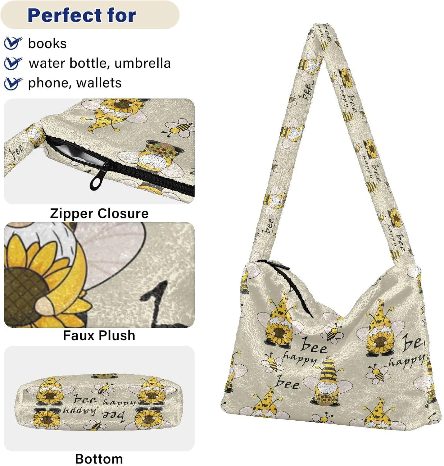 Fluffy Crossbody Bag for Women,Polyester Crossbody Bag Fluffy Tote Bag Lady Shoulder Bag