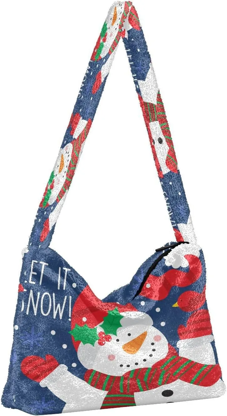 Fluffy Crossbody Bag for Women,Polyester Crossbody Bag Fluffy Tote Bag Lady Shoulder Bag