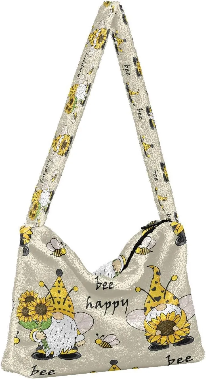 Fluffy Crossbody Bag for Women,Polyester Crossbody Bag Fluffy Tote Bag Lady Shoulder Bag