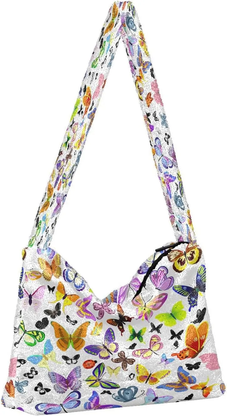Fluffy Crossbody Bag for Women,Polyester Crossbody Bag Fluffy Tote Bag Lady Shoulder Bag