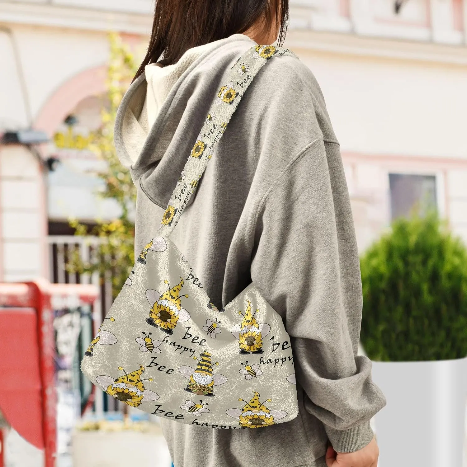 Fluffy Crossbody Bag for Women,Polyester Crossbody Bag Fluffy Tote Bag Lady Shoulder Bag