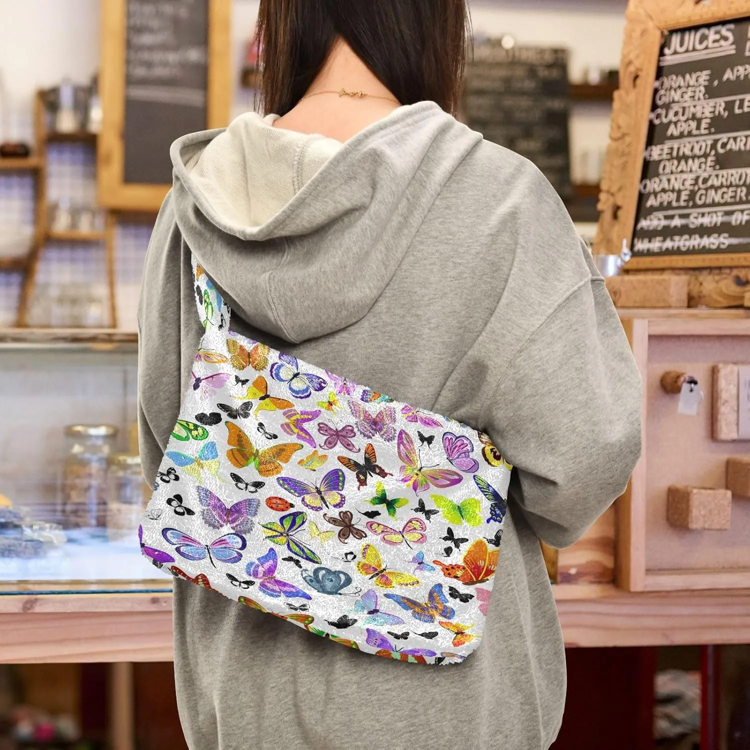 Fluffy Crossbody Bag for Women,Polyester Crossbody Bag Fluffy Tote Bag Lady Shoulder Bag