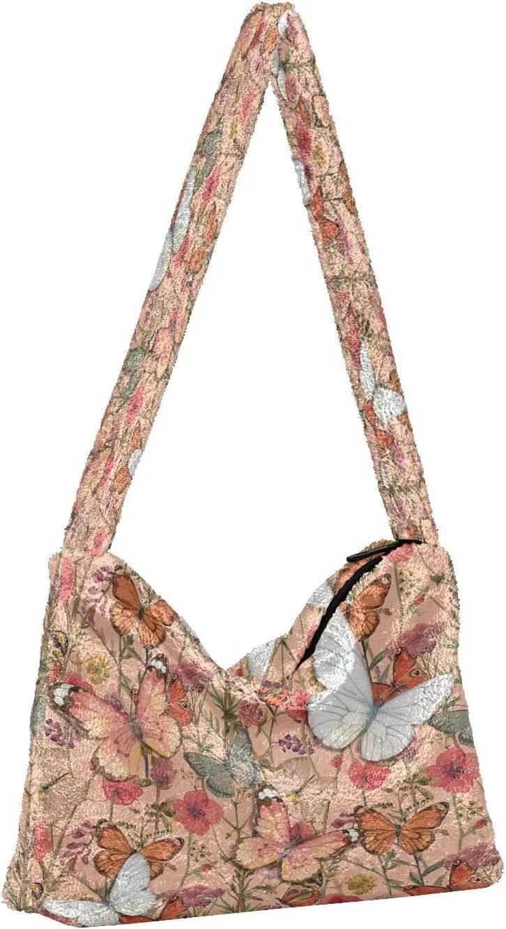 Fluffy Crossbody Bag for Women,Polyester Crossbody Bag Fluffy Tote Bag Lady Shoulder Bag