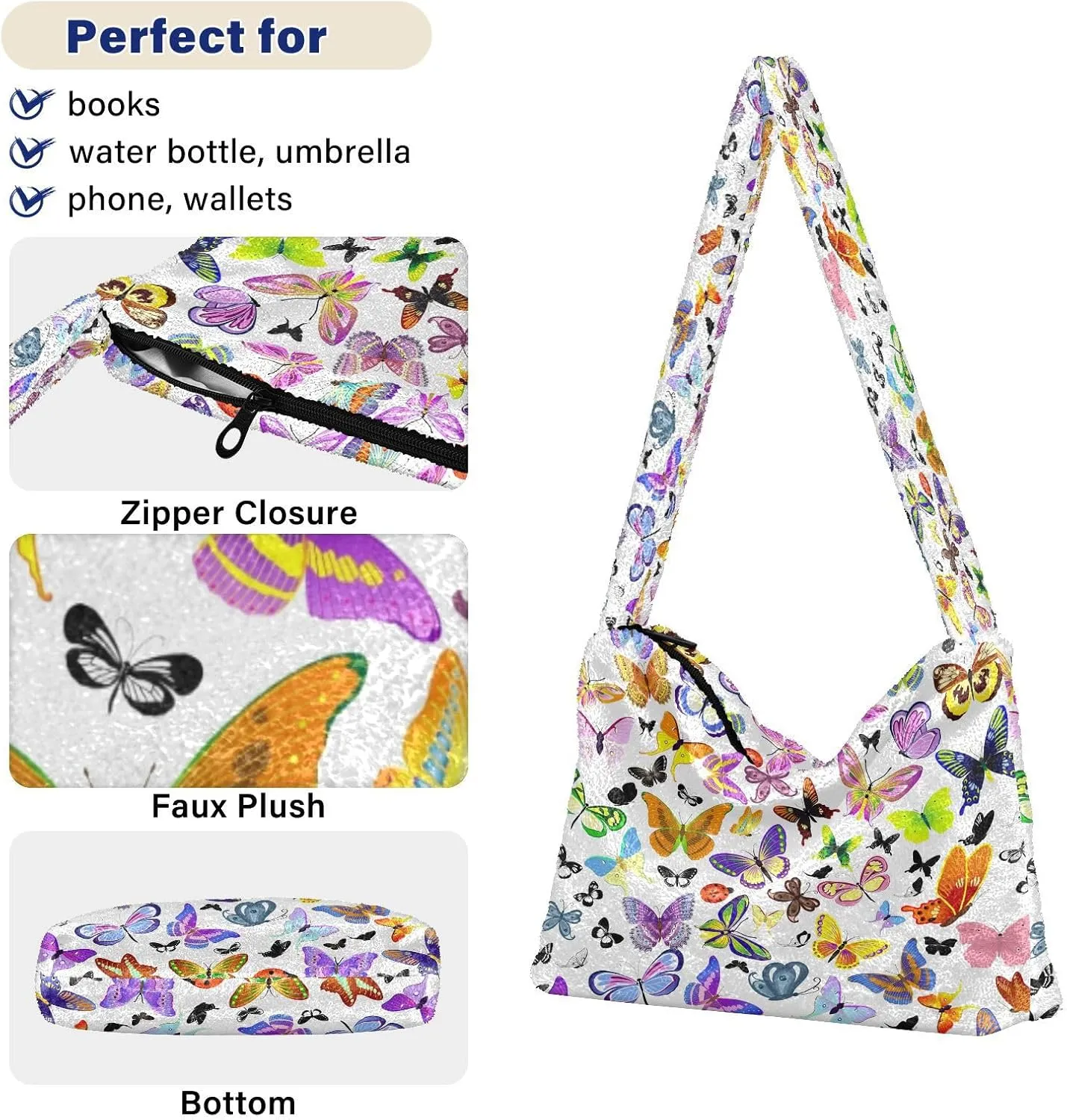 Fluffy Crossbody Bag for Women,Polyester Crossbody Bag Fluffy Tote Bag Lady Shoulder Bag