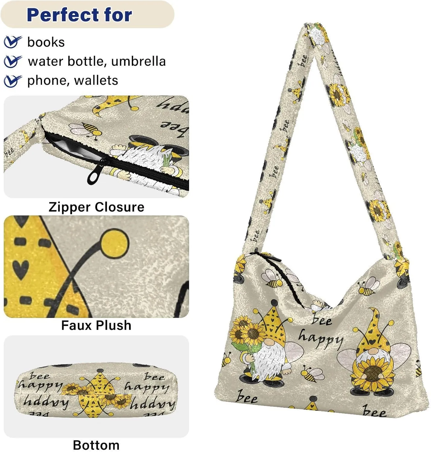 Fluffy Crossbody Bag for Women,Polyester Crossbody Bag Fluffy Tote Bag Lady Shoulder Bag