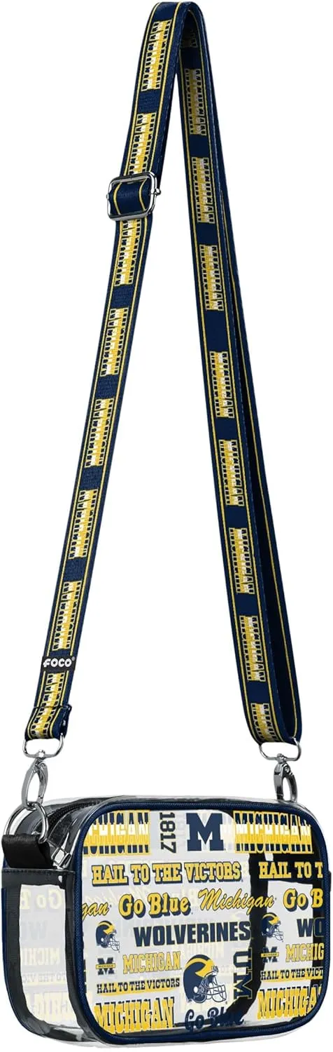FOCO NCAA College Team Logo Stripe Clear Crossbody Bag