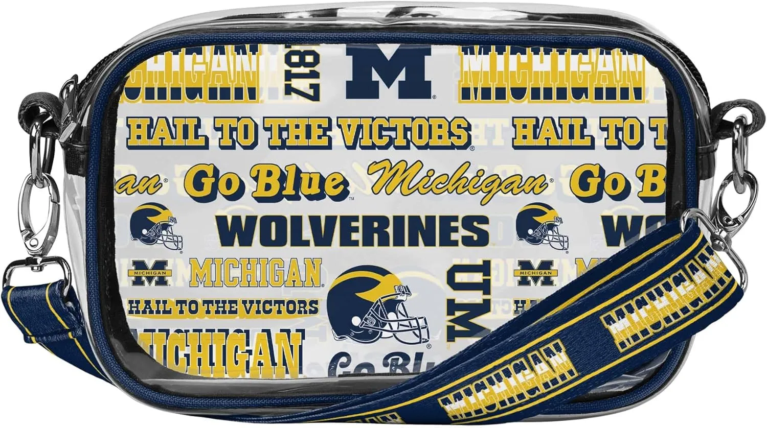 FOCO NCAA College Team Logo Stripe Clear Crossbody Bag