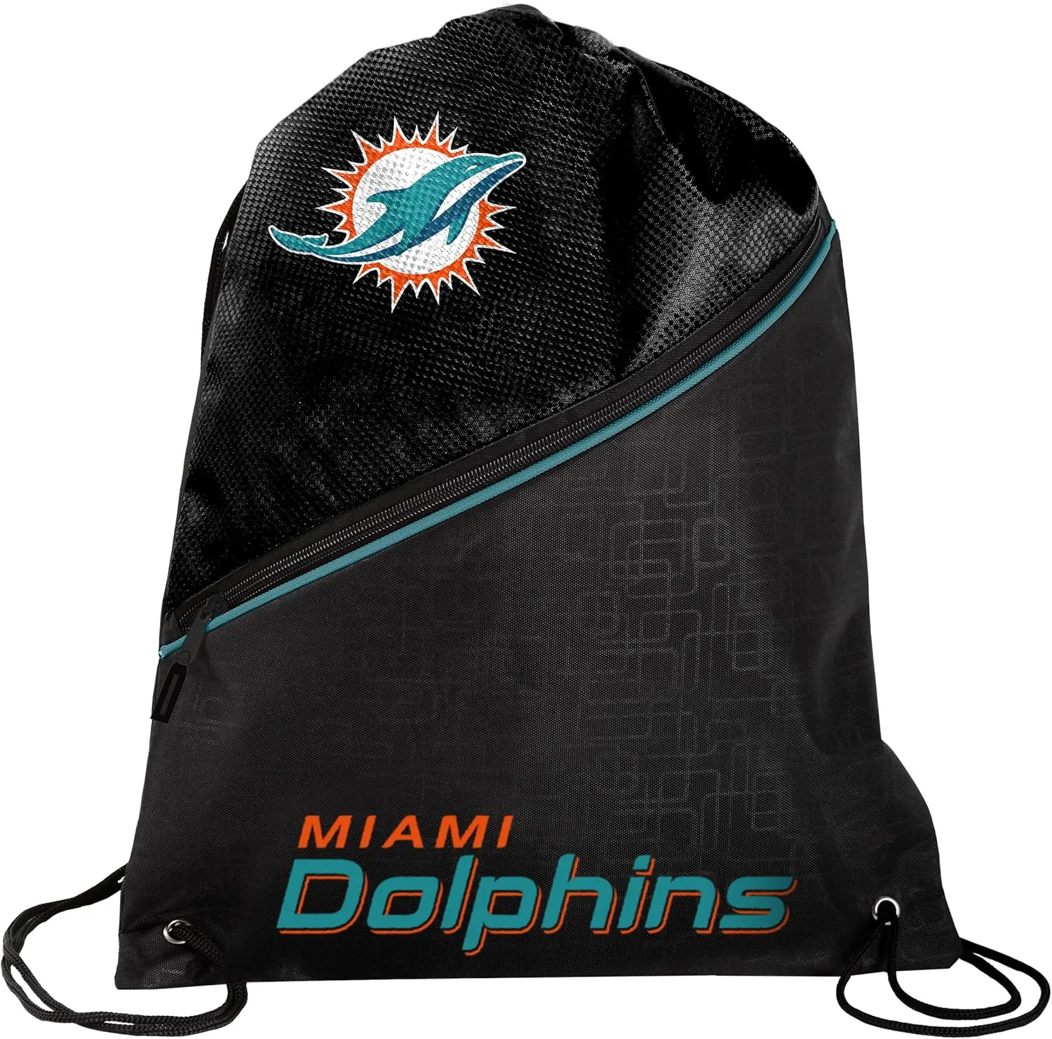 FOCO - NFL High End Diagonal Zippered Drawstring Backpack Gym Bag (Miami Dolphins)