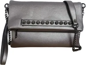 Fold-Over Women Clutch Purse Beaded PU Leather Chain Crossbody Bag Female Envelope Evening Bags