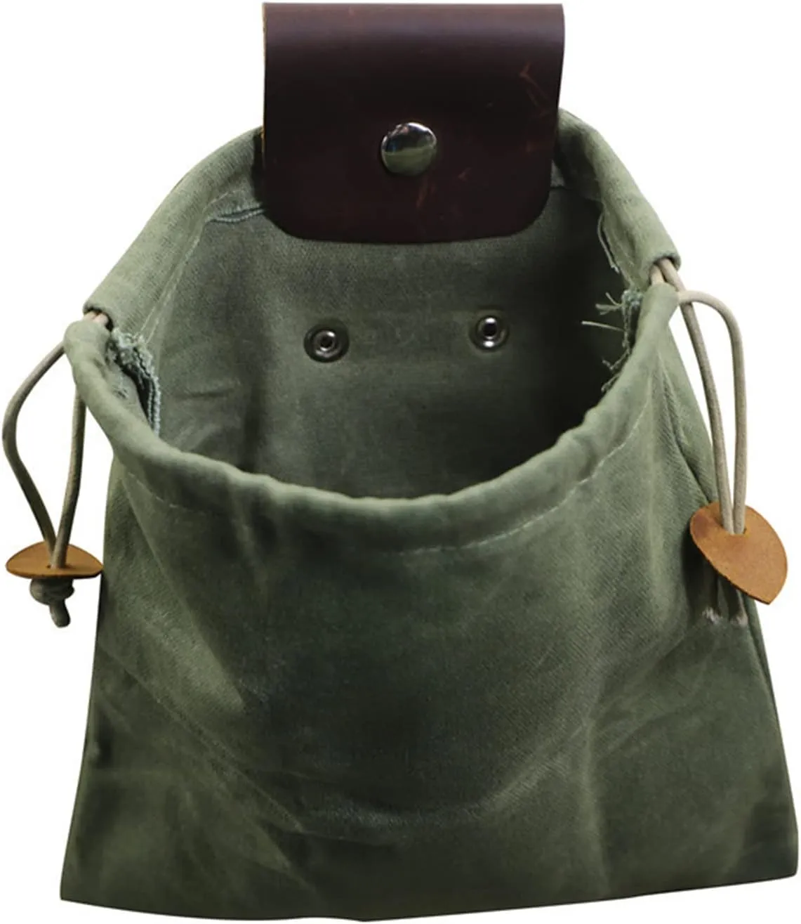 Foraging Bag Waxed Canvas Collapsible, Waxed Canvas Mushroom Foraging Pouch, Camping Bag Belt Packs Waterproof Small Leather Pouch Hunting Fanny Pack for Pick & Seashells Outdoor (Black, Leather)