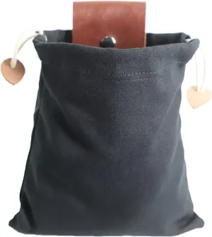 Foraging Bag Waxed Canvas Collapsible, Waxed Canvas Mushroom Foraging Pouch, Camping Bag Belt Packs Waterproof Small Leather Pouch Hunting Fanny Pack for Pick & Seashells Outdoor (Black, Leather)