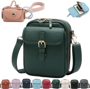 Forcipower Crossbody Leather Bag, Zealburst Crossbody Bag with Earphone Bags Pendant
