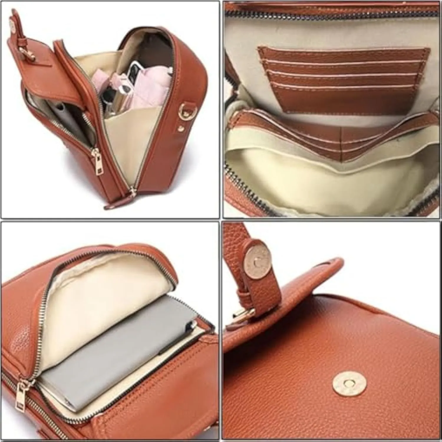 Forcipower Crossbody Leather Bag, Zealburst Crossbody Bag with Earphone Bags Pendant